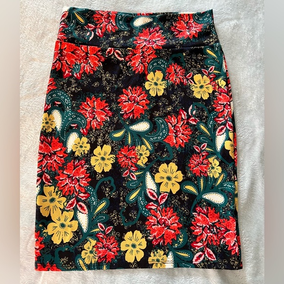 LuLaRoe Stretch Skirt - size Large, multicolored floral print. - Picture 1 of 4